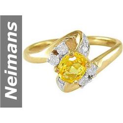 1.07 ct Yellow Sapphire & Diamond Ring 14kt Gold