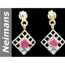 1.01 ct Ruby & Diamond Earrings 14kt Gold