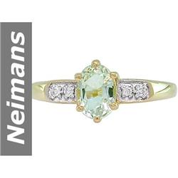 .79 ct Green Amethyst & Diamond Ring 14kt Gold