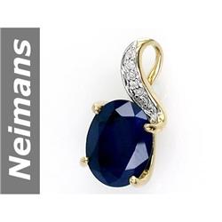 3.02 ct Sapphire & Diamond Pendant 14kt Gold