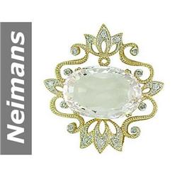 16.53 ct White Morganite & Diamond Pendant 14kt Gold