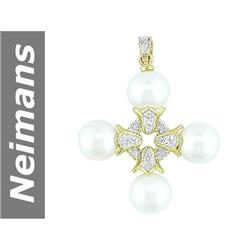 8.5 MM Akoya Pearl & Diamond Pendant 14kt Gold