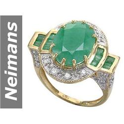 9.87 ct Emerald & White Sapphire Ring 14kt Gold
