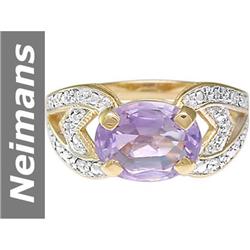 3.25 ct Amethyst & Diamond Ring 14kt Gold