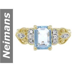 1.44 ct Aquamarine & Diamond Ring 14kt Gold