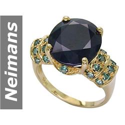 11.75 ct Blue Diamond & Sapphire Ring 14kt Gold