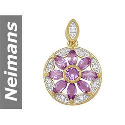 2.08 ct Amethyst & Diamond Pendant 14kt Gold