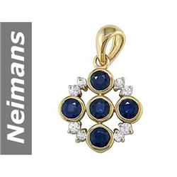 2.55 ct Blue, White Sapphire Pendant 14kt Gold
