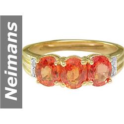 2.68 ct Orange Sapphire & Diamond Ring 14kt Gold