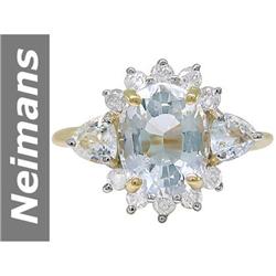 3.44 ct White Aquamarine & Diamond Ring 9kt Gold