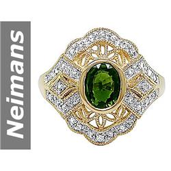 1.66 ct Green Tourmaline & Diamond Ring 14kt Gold