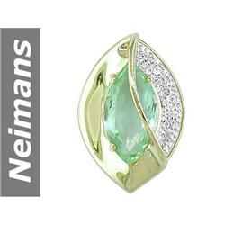 6.23 ct Green Amethyst & Diamond Pendant 14kt Gold