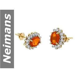 1.65 ct Fire Opal & Diamond Earrings 14kt Gold