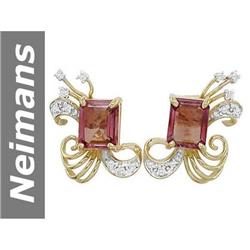 3.83 ct Pink Tourmaline & Diamond Earrings 14kt Gold