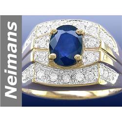1.86 ct Sapphire & Diamond Gents Ring 14kt Gold