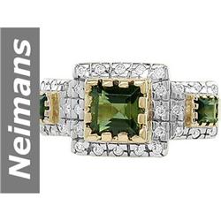 1.74 ct Green Tourmaline & Diamond Ring 14kt Gold