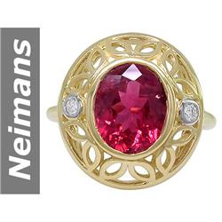 2.68 ct Pink Tourmaline & Diamond Ring 14kt Gold
