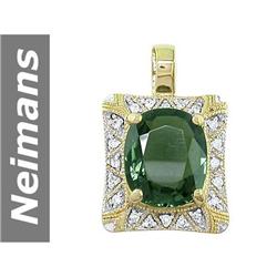 3.96 ct Green Tourmaline & Diamond Pendant 14kt Gold