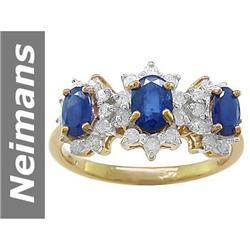 1.84 ct Blue Sapphire & Diamond Ring 14kt Gold