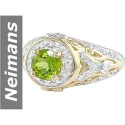 1.15 ct Peridot & Diamond Ring 14kt Gold