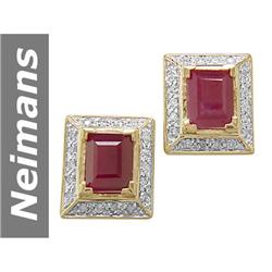 5.29 ct Ruby & Diamond Earrings 14kt Gold