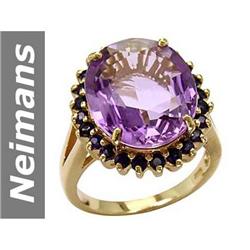 10.70 ct Amethyst & Sapphire Ring 14kt Gold