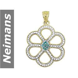 .54 ct Blue Diamond & Diamond Pendant 14kt Gold