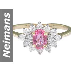 1.02 ct Pink Sapphire & Diamond Ring 14kt Gold