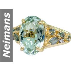 5.68 ct Green Amethyst & Green Sapphire & Diamond Ring 14kt Gold