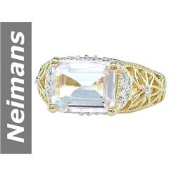 3.31 ct White Morganite & Diamond Ring 14kt Gold