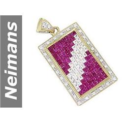 10.18 ct Ruby & White Sapphire & Diamond Pendant 14kt Gold