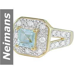 1.50 ct Aquamarine & Diamond Ring 14kt Gold