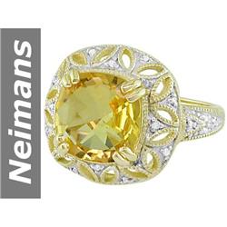 3.80 ct Citrine & Diamond Ring 14kt Gold