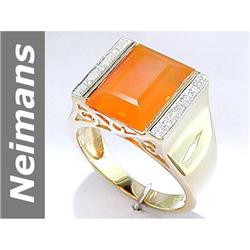 5.58 ct Fire Opal & Diamond Gents Ring 14kt Gold