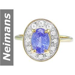1.47 ct Tanzanite & Diamond Ring 14kt Gold