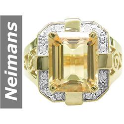 5.62 ct Citrine & Diamond Ring 14kt Gold