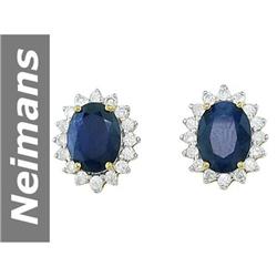 3.45 ct Sapphire & Diamond Earrings 14kt Gold