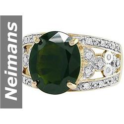5.22 ct Green Tourmaline & Diamond Ring 14kt Gold
