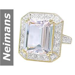 7.77 ct White Morganite & Diamond Ring 14kt Gold