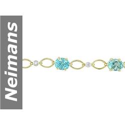 9.71 ct Blue Zircon & Diamond Bracelet 14kt Gold