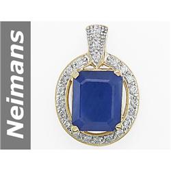 6.33 ct Sapphire & Diamond Pendant 14kt Gold