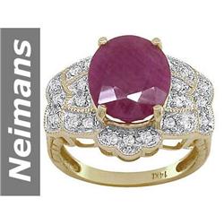 6.34 ct Ruby & Diamond Ring 14kt Gold