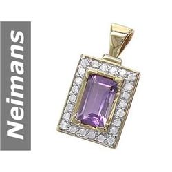 3.25 ct Amethyst & Diamond Pendant 14kt Gold
