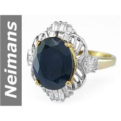 6.93 ct Sapphire & Diamond Ring 14kt Gold