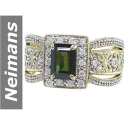1.57 ct Green Tourmaline & Diamond Ring 14kt Gold