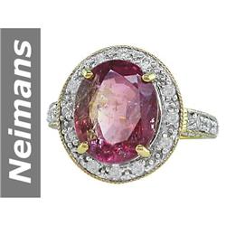 5.36 ct Pink Tourmaline & Diamond Ring 14kt Gold