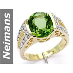 4.24 ct Green Apatite & Diamond Ring 14kt Gold