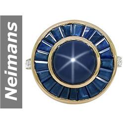 8.91 ct Sapphire & Star Sapphire & Diamond Ring 14kt Gold