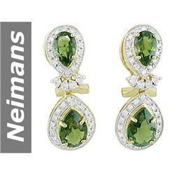 6.11 ct Green Tourmaline & Diamond Earrings 14kt Gold