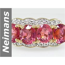 6.14 ct Pink Tourmaline & Diamond Ring 14kt Gold